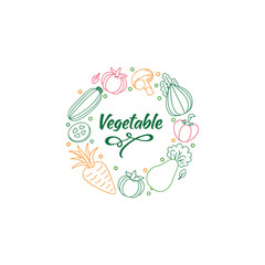 Organic Farm Vegetables Round Badge Vector Design