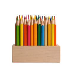 Colored pencils in holder isolated on transparent background