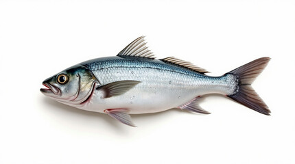 Obraz premium High Detail Silver Fish with Open Mouth. High-resolution image of a silver-scaled fish with open mouth on a white background.