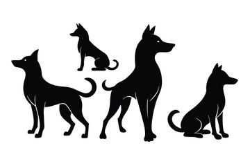 Dog Outline Vector Set – Various Breeds in Clean Design