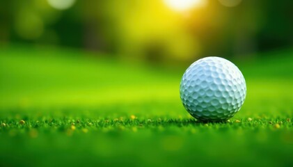 Obraz premium A pristine golf ball rests on a lush green putting surface , putting green, green