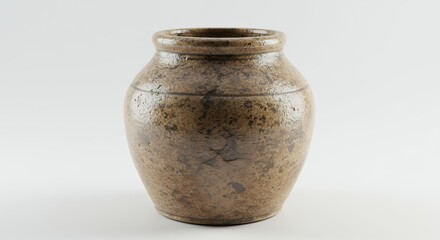 Isolated ceramic jar on white background showcasing texture and design in neutral light for illustrative purposes