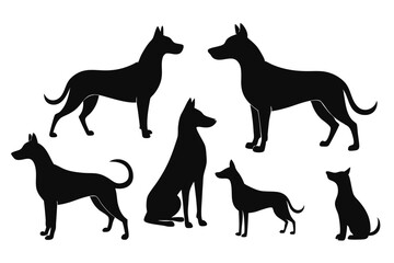 Dog Outline Vector Set – Various Breeds in Clean Design