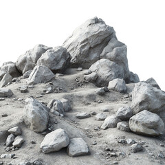 Pile of rocks and dirt isolated on transparent background
