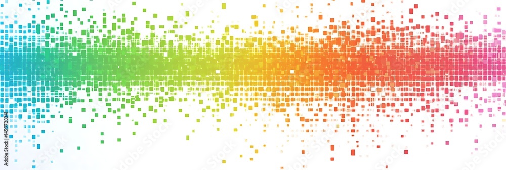 Fototapete a vector graphic of a colorful, pixelated rainbow gradient on a white background, with each color re