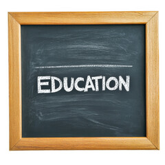Education chalkboard with frame isolated on transparent background