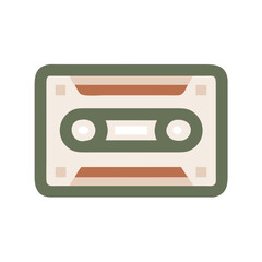 Obraz premium Vintage cassette tape icon in flat design with muted colors 