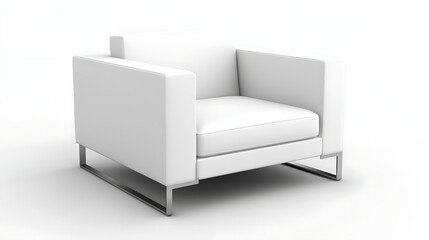 A white chair with a metal frame