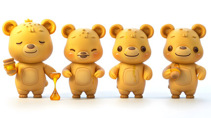Obraz premium Cute Honey Bear Characters