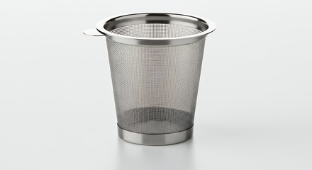 Metallic tea infuser against white background in studio shot