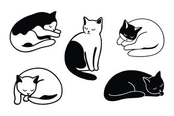 cats line art vector draw.	