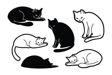 cats line art vector draw.	