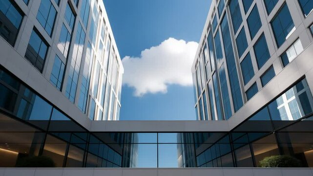 Explore stunning modern architectural symmetry with this captivating building design stock video.