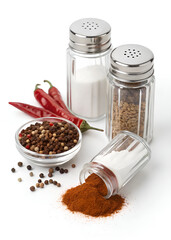 salt and pepper jars kitchen isolated 