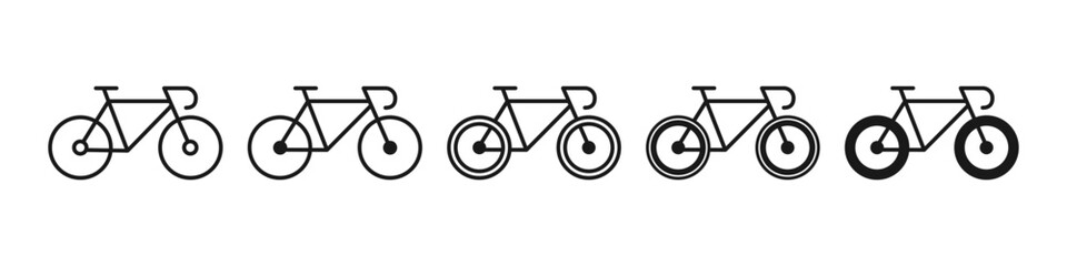 Fototapeta premium Bike icon set. Bicycle symbol, logo. Vector style