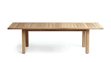 Fototapeta premium A long wooden table with a white background