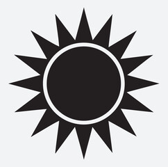 noon sun icon silhouette vector art illustration, abstract sun icon