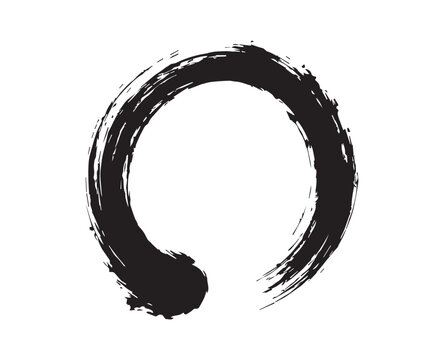 Minimalist Zen Enso Circle Brushstroke &ndash; Japanese Ink Art Symbol of Enlightenment and Simplicity