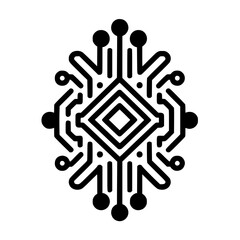 Abstract Circuitry Icon in Black & White