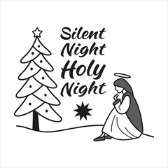 Silent Night Holy Night Typography T-shirt Design