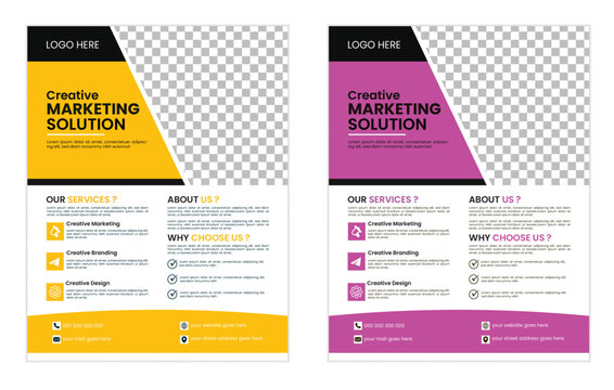 Vector A4 corporate business flyer template design in different color Corporate creative colorful business flyer template design set, Creative professional a4 flyer, flyer template layout design, 