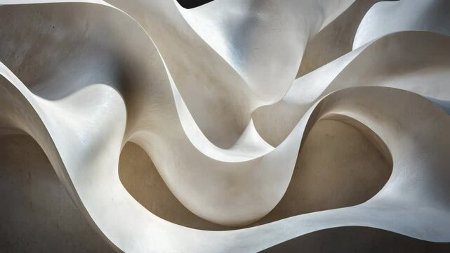 Elegant white sculpture depicting a large wave crafted from intricate white and brown clay elements