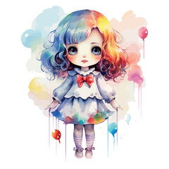 Fototapeta premium A little girl joyfully holds a bright balloon