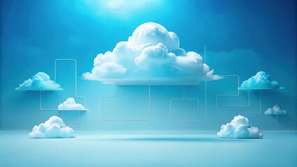 Abstract Cloud Computing Network Conceptual Illustration Interconnected Digital Clouds and Data Flow Visualization