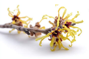 Enchanting Witch Hazel Blossom. Isolated Medicinal Flower with Healing Astringent Qualities on White Background