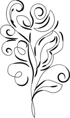 Elegant Black Line Art Floral Design Element for Invitations and Decorations