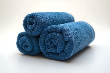 Blue towels, isolated on a white background