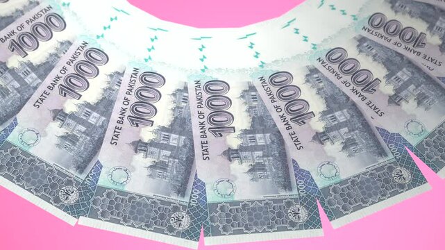 Gilded Looping Design 1000 Rupee Curency of Pakistan