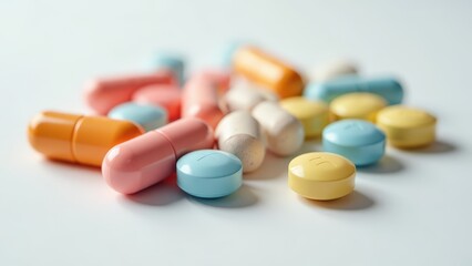Pile of Colorful Pills and Capsules: Pharmaceutical Medication for Healthcare, Medicine, and Treatment