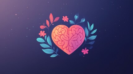 A logo with a heart, brain, and mindfulness symbols integrated into a soft design, promoting mental well-being for World Mental Health Day