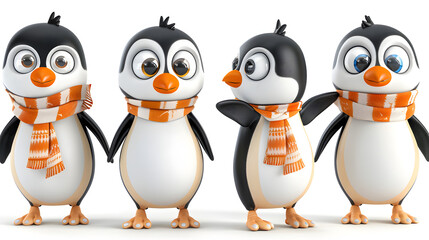 Fototapeta premium Penguin Characters with Scarves