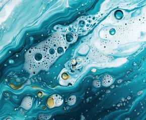 Abstract Blue and White Liquid Swirls