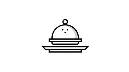 Fototapeta premium Restaurant cloche icon: A simple line art illustration of a restaurant cloche, symbolizing fine dining, elegant service, and culinary excellence.