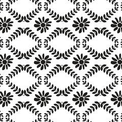 vector hand drawn flower repeated pattern, seamless pattern background design