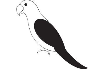 Drawing of a parrot with a red and green tail