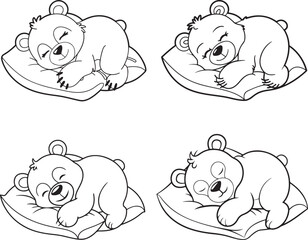Art & Illustration A happy bear sleeping on a pill vector image