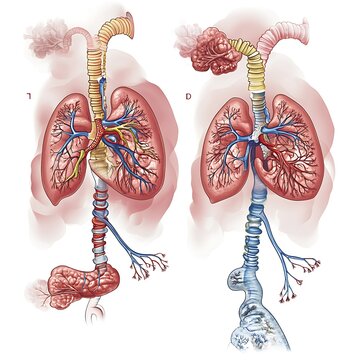 **Pulmonary System Under Stress Illustration Showing Changes During Respiratory Distress. --V 6.1 --S 50 --Raw** - @Darya (Relaxed) -# Create, Explore, And Organize On [Midjourney.Com](<Https://Midjou