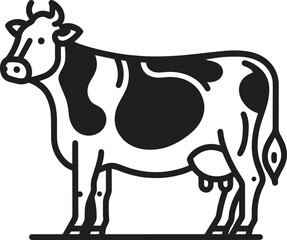 Cow black silhouette line art vector illustration isolated on a white background