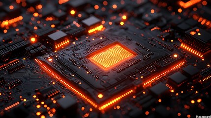 Glowing CPU on circuit board (8)