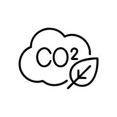 Carbon Dioxide Emission Icon with Leaf Symbol  