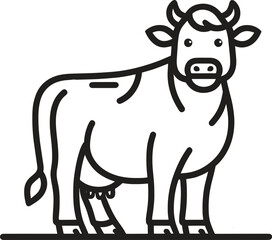Cow black silhouette line art vector illustration isolated on a white background