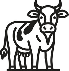 Cow black silhouette line art vector illustration isolated on a white background