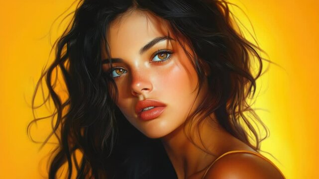 A portrait of a woman with flowing locks, perfect for editorial or commercial use