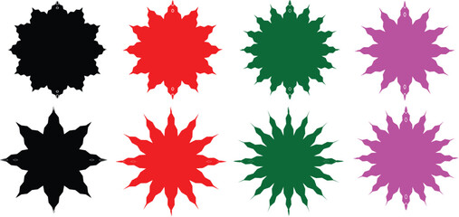 Price sticker starburst of star colorful promo badge shape for callout label round icons for sale circles for button tag zigzag edge on promotion banner gradient speech balloons vector 