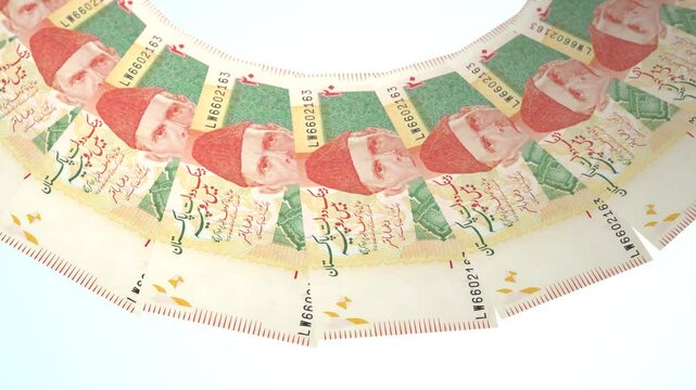 Gilded Looping Design 20 Rupee Curency of Pakistan