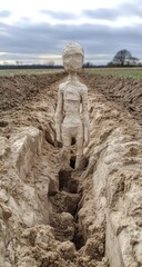 Clay figure in a ditch